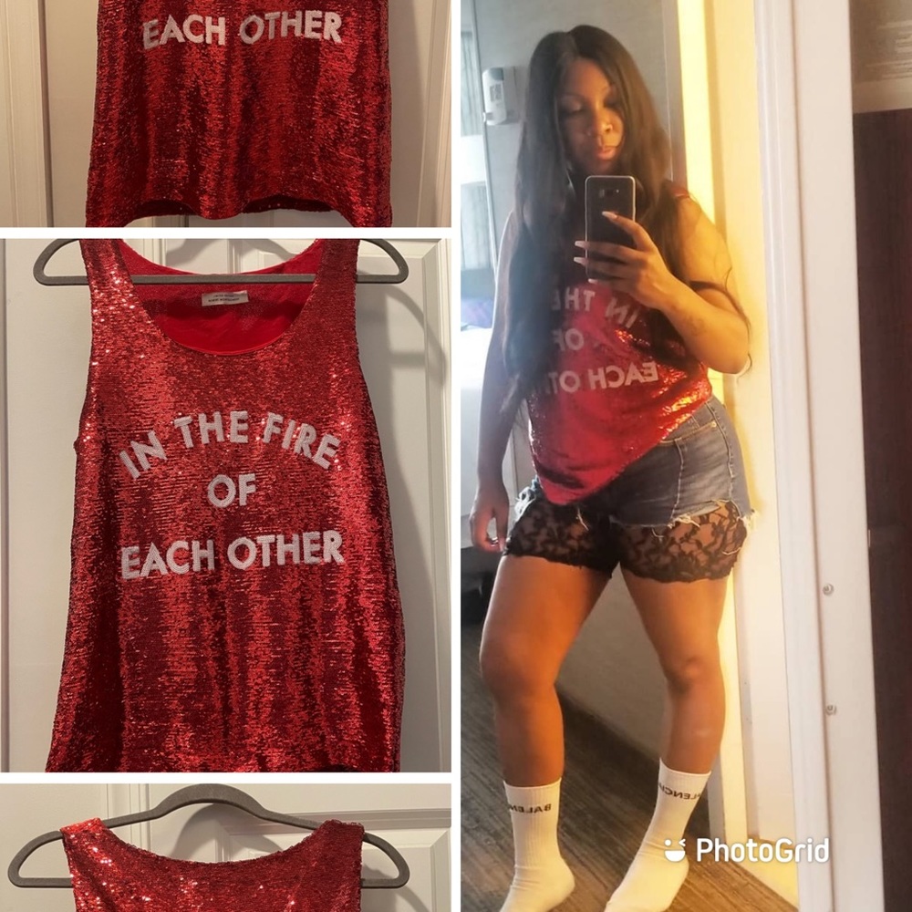 Red Sequin Tank Top